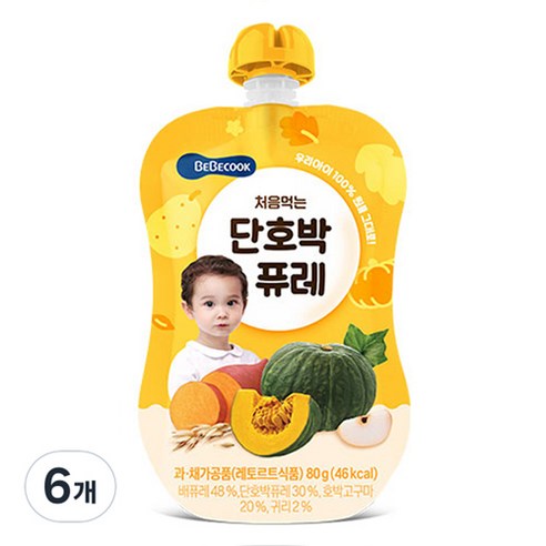 베베쿡 처음먹는 단호박 퓨레, 단호박, 80g, 6개