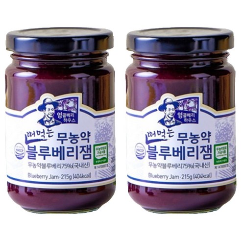 엉클베리하우스 떠먹는 블루베리잼, 215g, 2개
