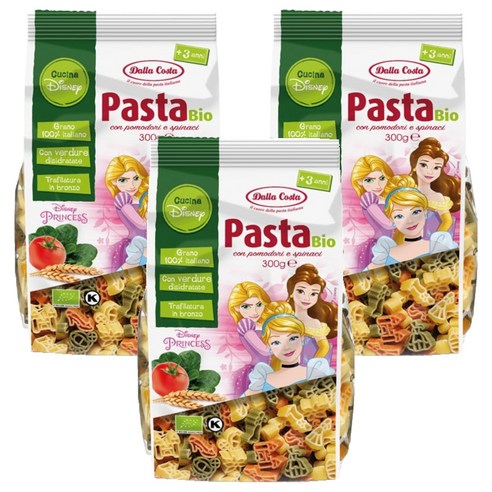 달라코스타 디즈니 프린세스 토마토 시금치 파스타, 300g, 3개