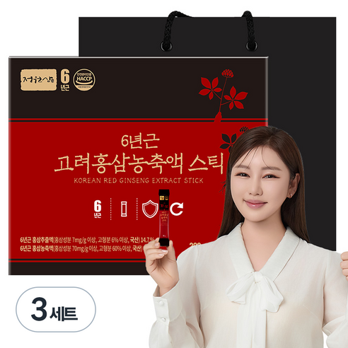 정원삼 6년근 고려홍삼 농축액 스틱 30개입 + 쇼핑백, 300g, 3세트