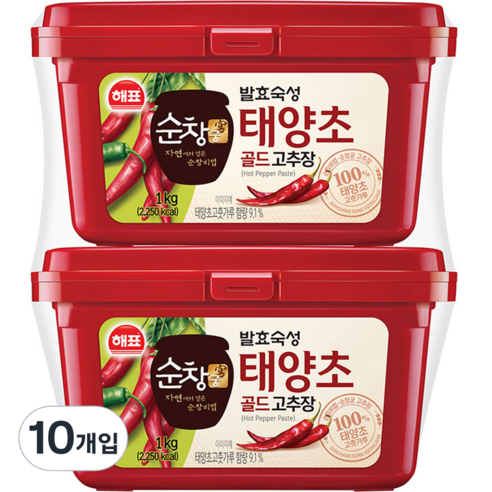 해표 순창궁 태양초 골드 고추장, 1kg, 10개