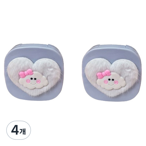 헬씨닷 칼라 사각 보들 하트 콘텍트렌즈통, 퍼플, 4개