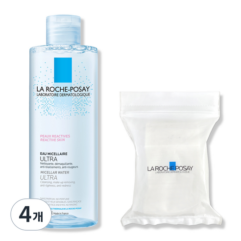 라로슈포제 미셀라 클렌징 워터 울트라 리엑티브 400ml + 화장솜 30매, 4개