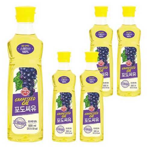 오뚜기 포도씨유, 500ml, 5개