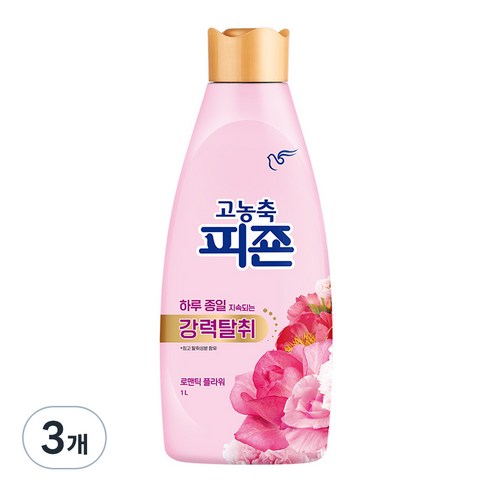 피죤 고농축 강력탈취 오리지널 로맨틱플라워 섬유유연제 본품, 1L, 3개