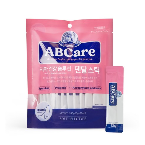 에이비씨케어 반려동물 순살스틱 간식, 덴탈, 240g, 1개