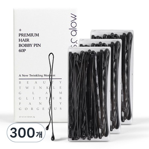 글로스앤글로우 국내생산 프리미엄 웨이브 실핀, 블랙, 300개