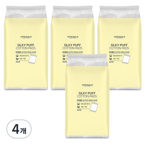비타할로 실키 퍼프 화장솜, 400개입, 4개
