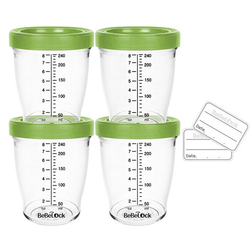 베베락 국내 제조 포네르 국산 트라이탄 이유식 용기 240ml, 올리브, 4개