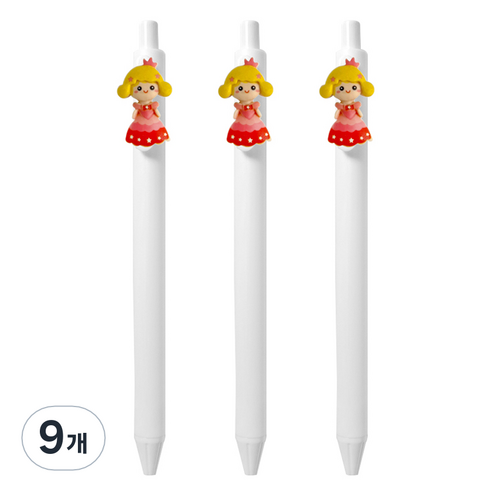 큐티파츠 젤펜 프린세스 0.5mm, 레드, 9개