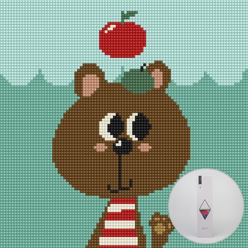아트조이 DIY 보석 십자수 키트 25 x 25 cm, 아기 곰 세바스찬, 1개