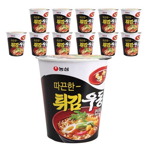 농심 튀김우동 컵면, 62g, 12개