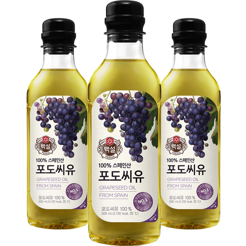 백설 포도씨유, 500ml, 3개