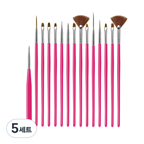 테네져 네일 아트브러쉬 15종 세트, 로즈핑크, 5세트