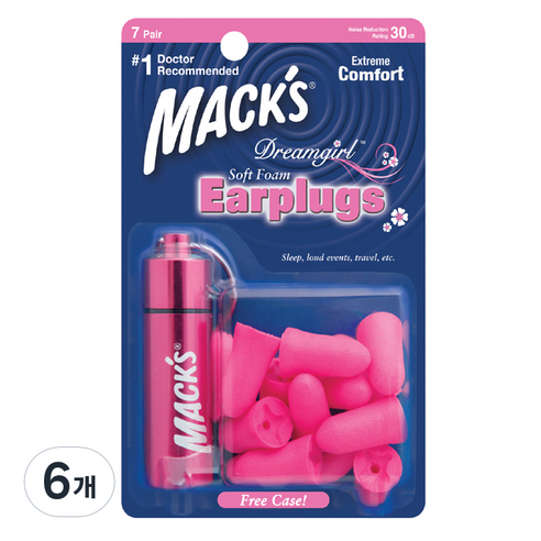 Macks 수면귀마개 드림걸, 6개, 7쌍