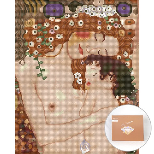 아트조이 DIY 보석 십자수 캔버스형 50 x 40 cm, 엄마와 아기, 1세트