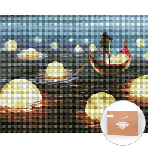 아트조이 DIY 보석 십자수 캔버스형 50 x 40 cm, 달이 동동, 1세트