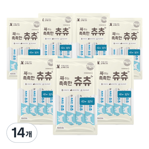 포유널위한간식 짜주는 촉촉한 츄츄 고양이 간식 파우치 56g, 참치, 14g, 14개