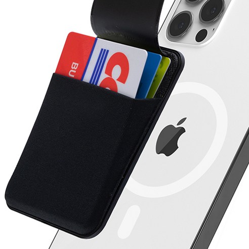 신지모루 아이폰 맥세이프 M 플랩 카드 지갑 파우치 휴대폰 케이스, 블랙, 1개