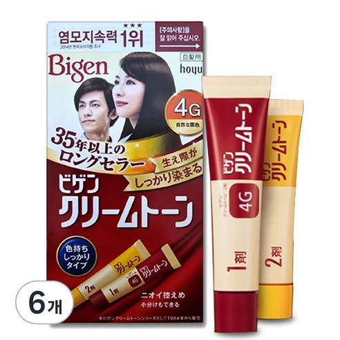 비겐크림톤 염색제 40g, 4G자연밤색, 6개