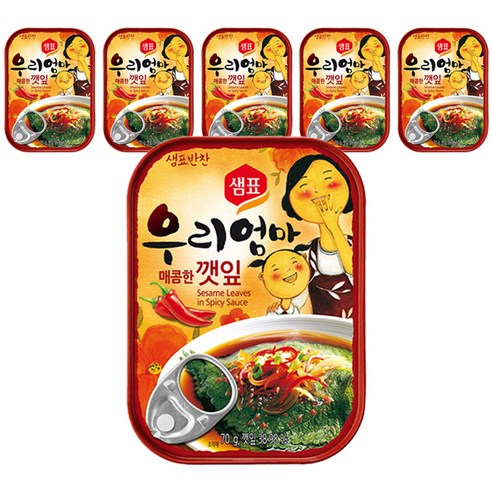 샘표 우리엄마 깻잎 매콤한맛, 70g, 6개