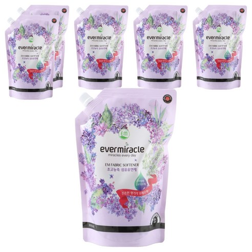 에버미라클 EM 초고농축 섬유유연제 라일락 블루밍 부케 리필, 6개, 800ml