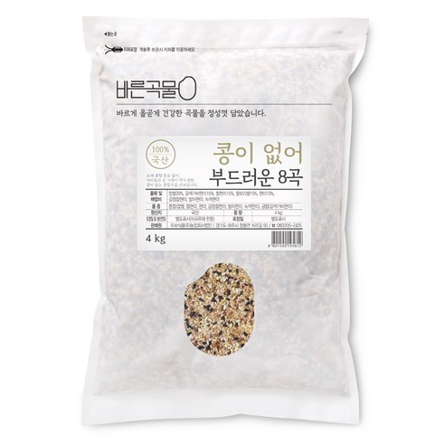 바른곡물 콩이 없어 부드러운 8곡, 1개, 4kg