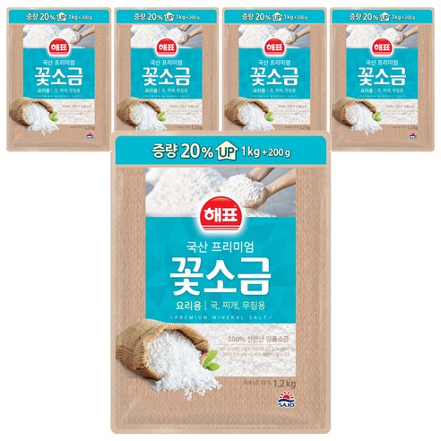 해표 꽃소금, 1.2kg, 5개
