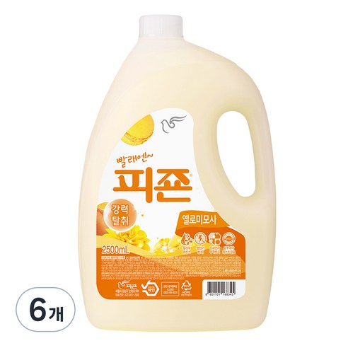피죤 레귤러 섬유유연제 옐로미모사 본품, 2.5L, 6개