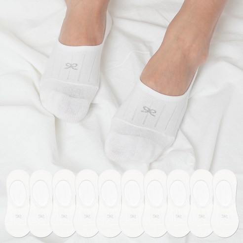 당신의 발걸음에 특별함을 더하다: 노디자인 프리미엄 앞코 보강 리본 골지 덧신 10켤레 세트 컬러페이크삭스