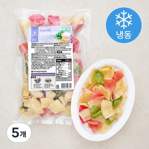 네니아 유기가공식품 인증 우리밀 삼색수제비 (냉동), 5개, 500g