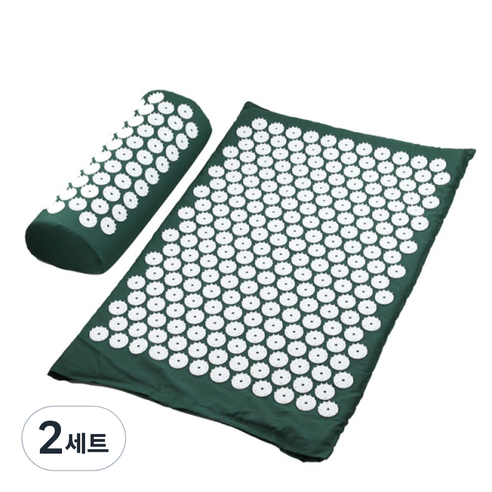 지압매트 + 베개 세트, 그린, 2세트