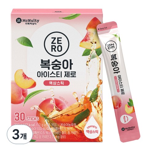 맥널티커피 제로 아이스티 복숭아, 3개, 390ml