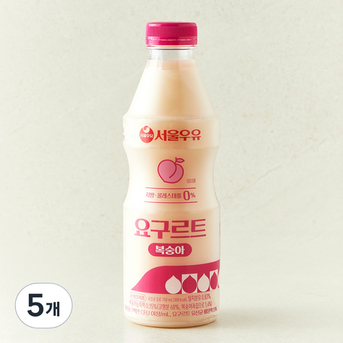 서울우유 요구르트 복숭아, 5개, 1개입, 750ml
