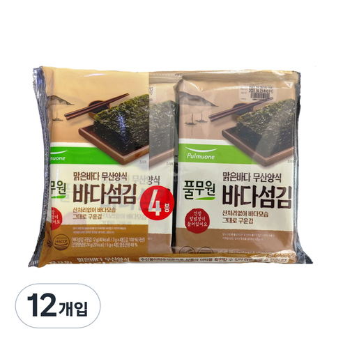 풀무원 바다섬김 구운 김, 12g, 12개입