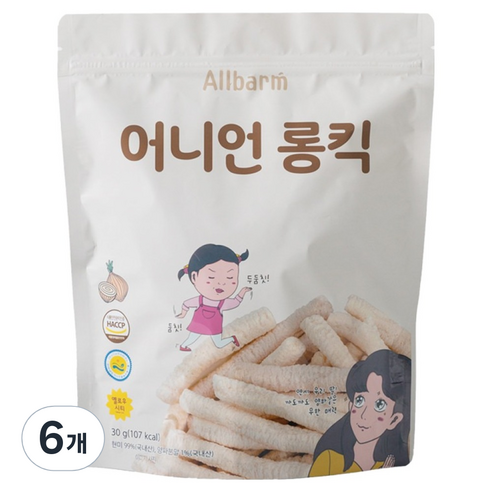 올바름 어니언롱킥 간식, 양파맛, 30g, 6개