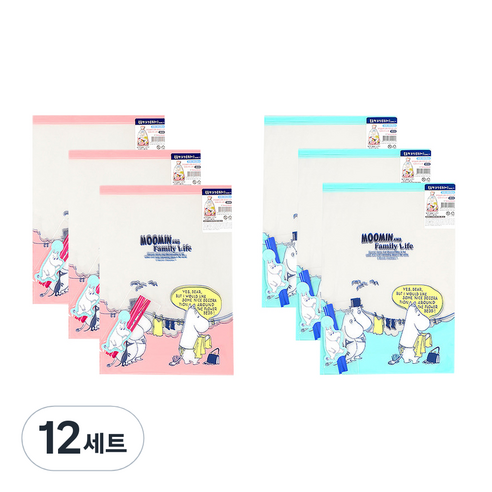 금홍팬시 무민 볼륨형 포장 봉투 대, 혼합색상, 12세트