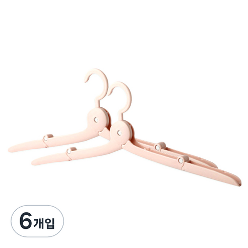 그뤠잇라이프 여행용 휴대용 접이식 옷걸이, 핑크, 6개입