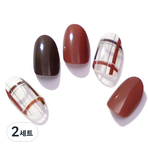 엔젤리 프리미엄 젤 네일 아트 스티커 세트, 2세트, 레드 앤 체크