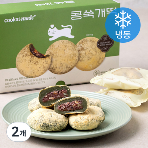 쿠캣 콩쑥개떡 12개입 (냉동), 2개, 600g
