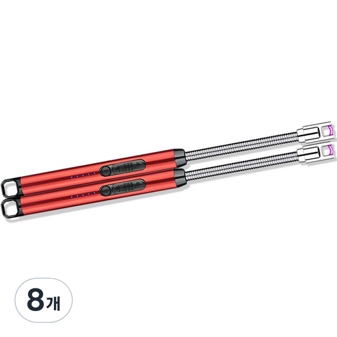 노바리빙 플렉시블 USB 충전식 플라즈마 라이터, 레드, 8개