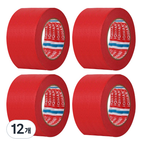 iQIHAN 다다 칼라 마스킹테이프 빨강 50 mm x 20 m, 12개