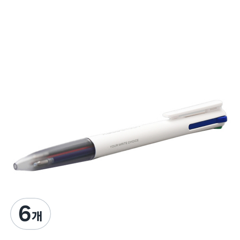 카코 이지 4in1 원터치 노크식 멀티펜 0.5mm, 화이트, 6개