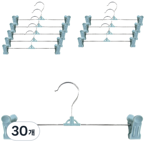 리빙홈디테일 북유럽 바지걸이, 블루, 30개
