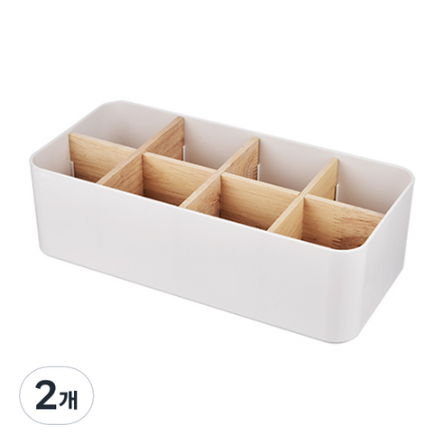 아트사인 다용도 원목수납함 8칸 12S503, 화이트, 2개
