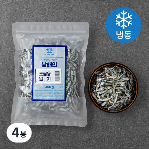 이어수산 남해안 조림용 멸치 (냉동), 400g, 4봉