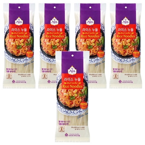 티아시아키친 라이스누들 볶음면용 5mm, 250g, 5개