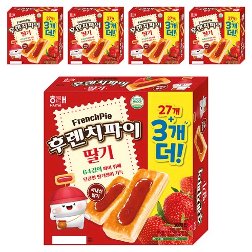 해태제과 후렌치파이 딸기, 384g, 5개
