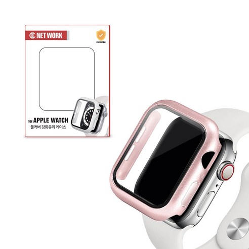 디씨네트워크 스마트워치 풀커버 강화유리 케이스 42mm, 로즈골드