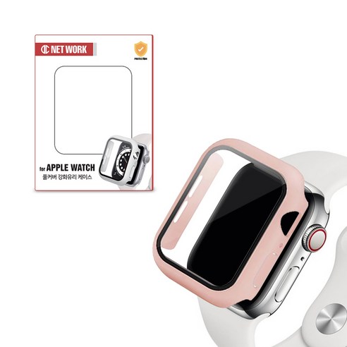 디씨네트워크 스마트워치 풀커버 강화유리 케이스 42mm, 핑크